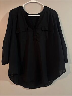 torrid Black V-Neck Pullover Tunic with Chest Flap Pockets